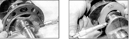 11. Измерьте микрометром диаметр коренных (фото слева) и шатунных (фото справа)