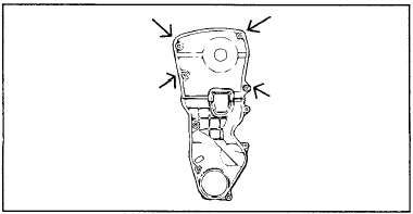 7. Установите верхнюю крышку ремня привода ГРМ и затяните четыре болта крепления.