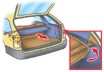 Чтобы воспользоваться крышкой багажника, раскрутите крышку из сматывающегося