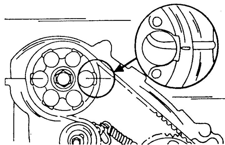 7. Проверните коленвал двигателя до установки поршня первого цилиндра в положение