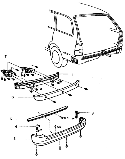 Типичные части заднего бампера на моделях с кузовом типа "Универсал"
