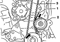 14. Перед окончанием 2-го оборота, вставьте плоский щуп (1) сверху, стрелка между