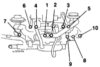 11. В обратном порядке открутите и снимите крепежные гайки и болты.