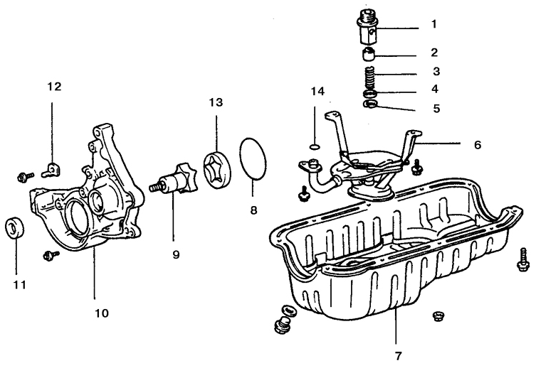 Детали масляного насоса (двигатели 1,3 л)