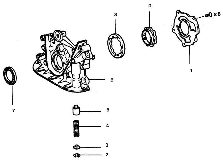 Детали масляного насоса (двигатели 1,6 л и 1,8 л)