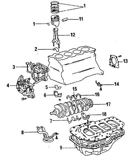 Монтажный чертеж кривошипно-шатунного механизма дизельного двигателя