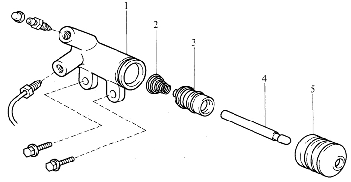 Элементы рабочего цилиндра привода выключения сцепления