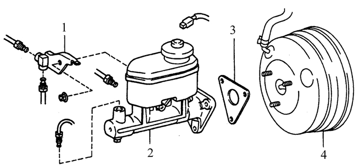 Элементы крепления главного цилиндра тормозной системы