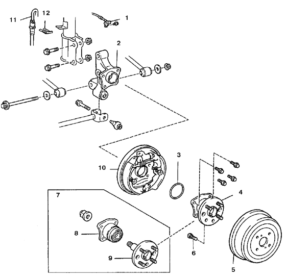 Элементы кронштейна ступицы, ступицы и подшипника,